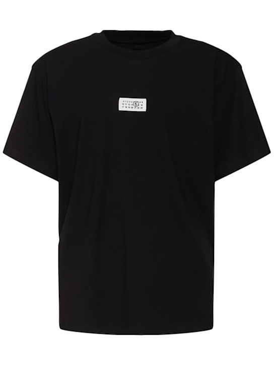 MM6 Maison Margiela: Short sleeve logo t-shirt - men_0 | Luisa Via Roma