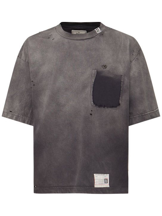 Mihara Yasuhiro: Sun distressed cotton hoodie - men_0 | Luisa Via Roma