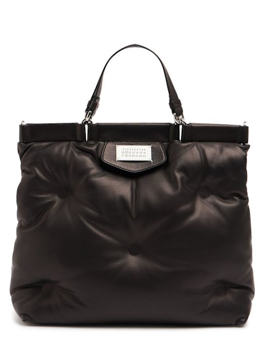 Maison Margiela: Medium Glam Slam leather shopping bag - Black - women_0 | Luisa Via Roma