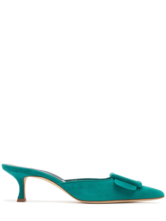 Manolo Blahnik: 50mm Maysale suede mules - women_0 | Luisa Via Roma