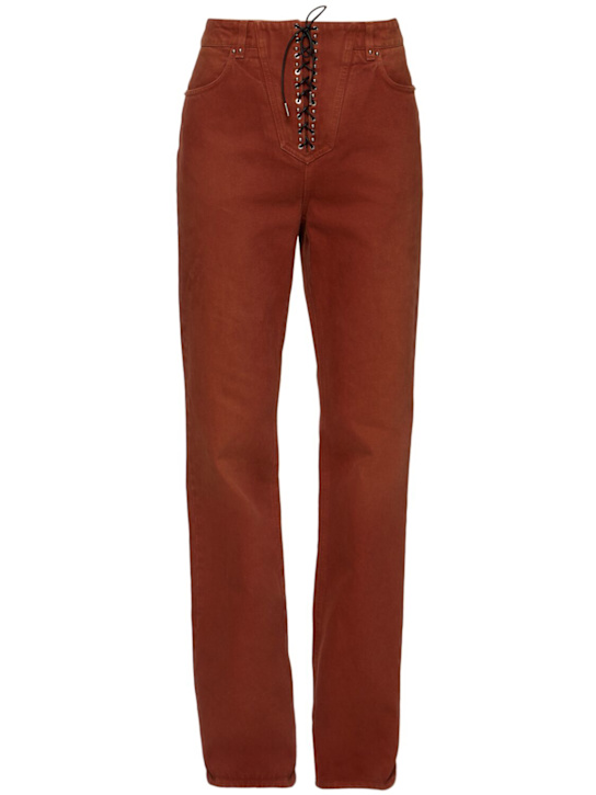 High waist cotton denim flared jeans - Thumbnail 1