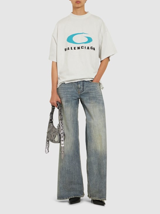 Balenciaga: Jeans baggy a vita bassa - Stained Blue - women_1 | Luisa Via Roma