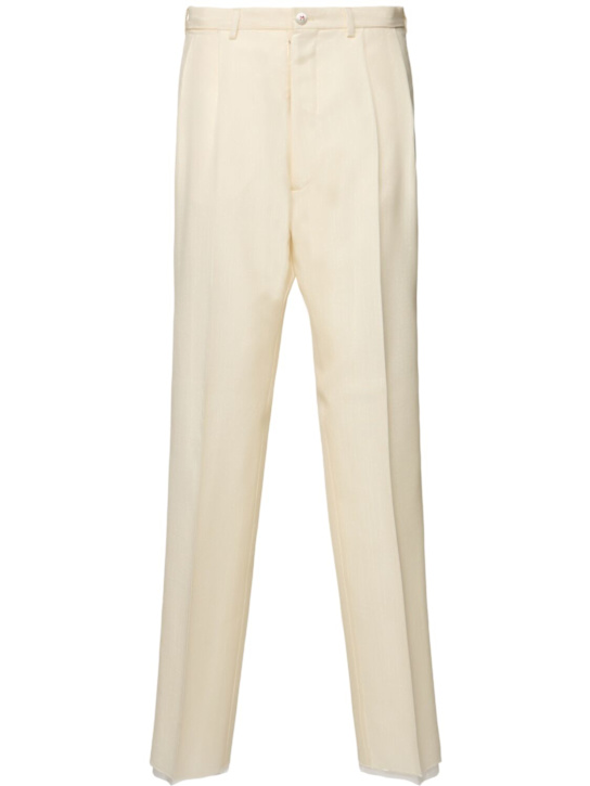 Maison Margiela: Mohair & silk high rise straight pants - women_0 | Luisa Via Roma
