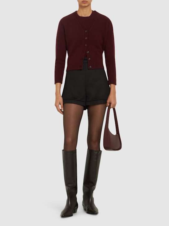 Max Mara: Adagio draped camel shorts - women_1 | Luisa Via Roma