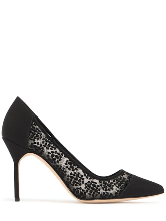 Manolo Blahnik: 90mm Capcour lace pumps - women_0 | Luisa Via Roma