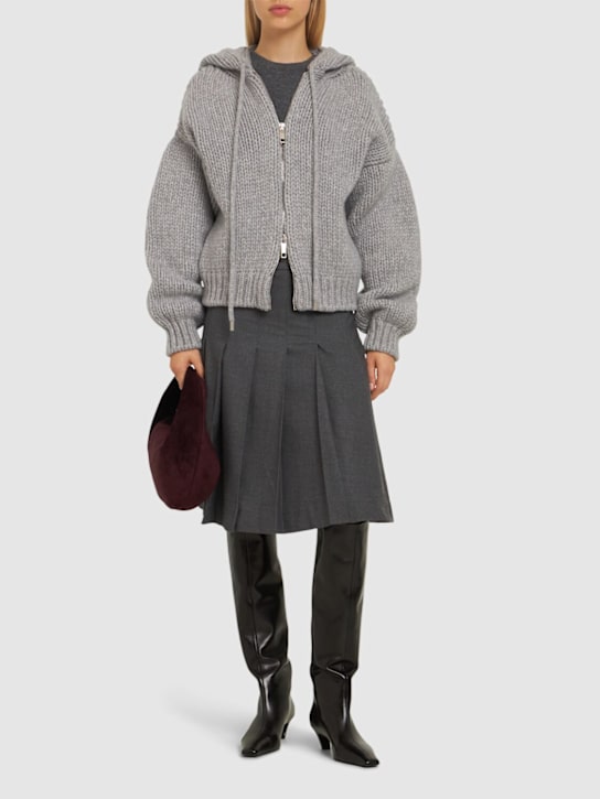 Sportmax: Epica chunky knit zip cardigan w/ hood - women_1 | Luisa Via Roma