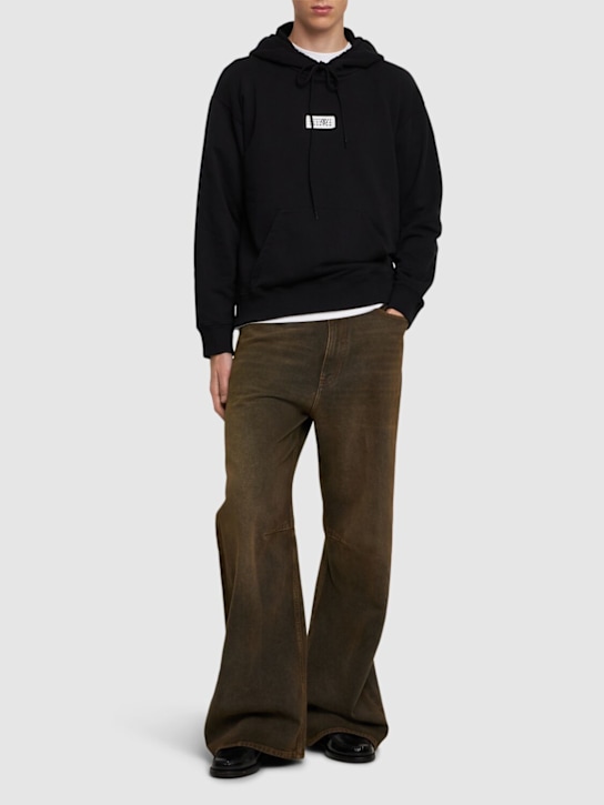 MM6 Maison Margiela: Unbrushed jersey hoodie - men_1 | Luisa Via Roma