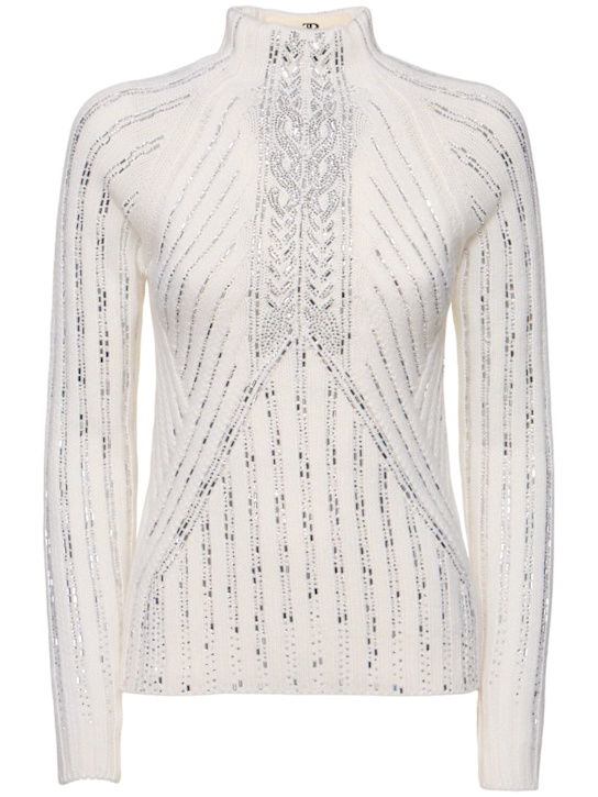 Ermanno Scervino: Embellished long sleeve knit sweater - women_0 | Luisa Via Roma