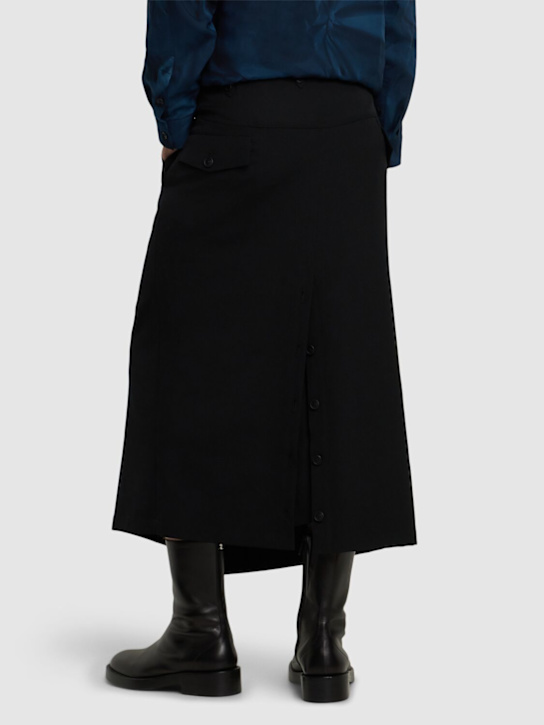 Yohji Yamamoto: Gonna in gabardina di misto lana - Nero - men_2 | Luisa Via Roma