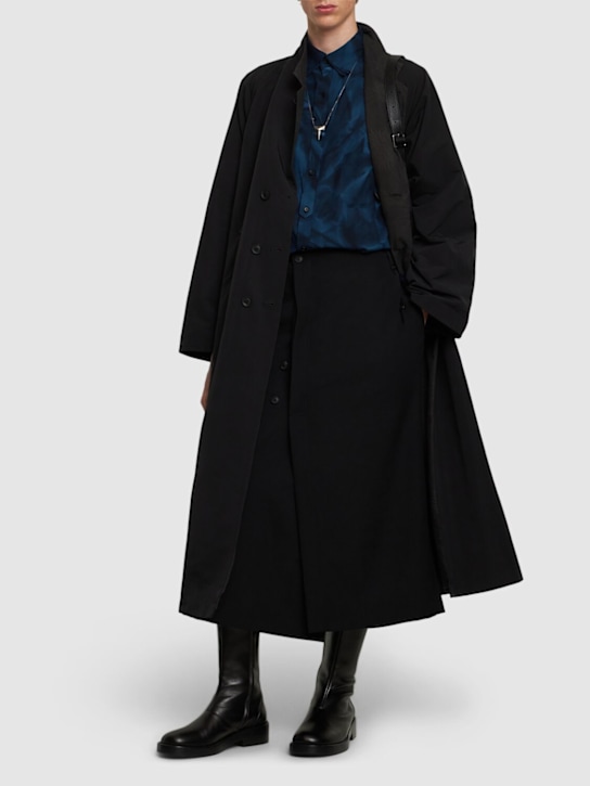 Yohji Yamamoto: Gonna in gabardina di misto lana - Nero - men_1 | Luisa Via Roma