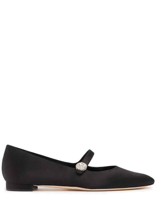 Manolo Blahnik: 10mm Marijana satin flats - women_0 | Luisa Via Roma