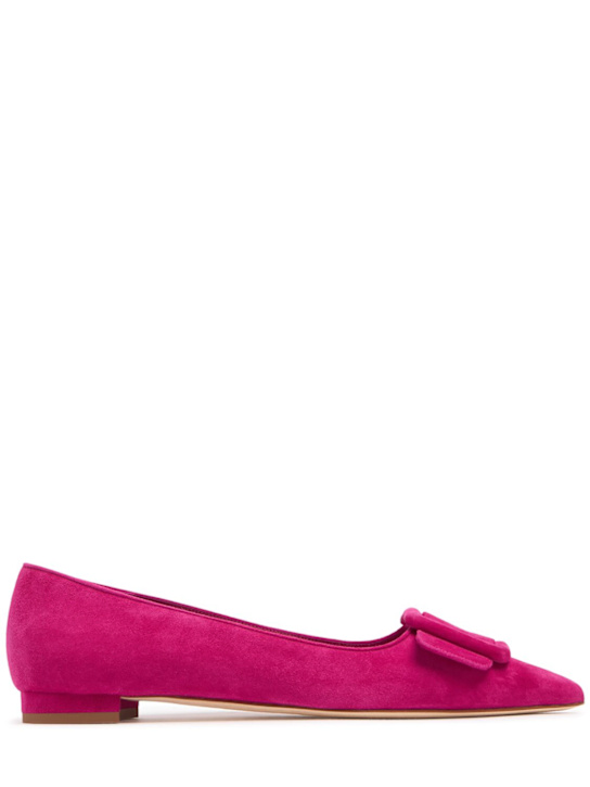 Manolo Blahnik: 10mm Maysale suede flats - women_0 | Luisa Via Roma