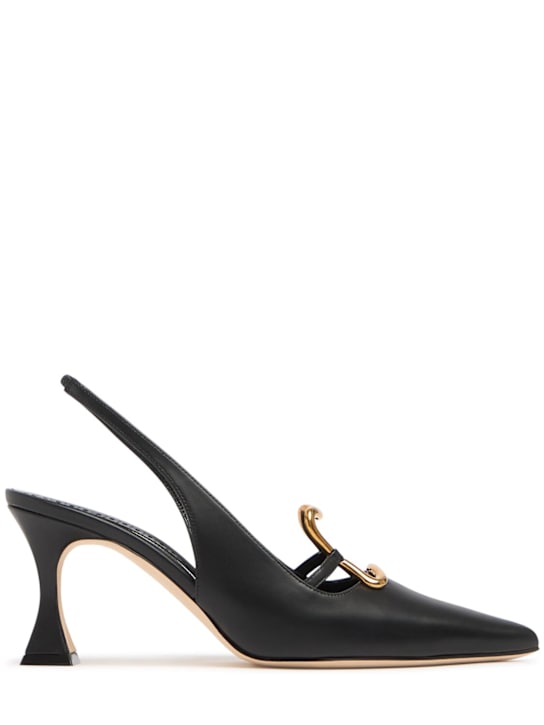 Manolo Blahnik: 70mm Nikkal leather slingbacks - women_0 | Luisa Via Roma