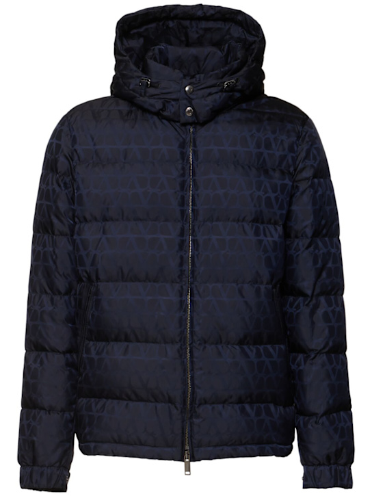 Valentino: Daunenjacke aus Jacquard - Dunkelblau - men_0 | Luisa Via Roma