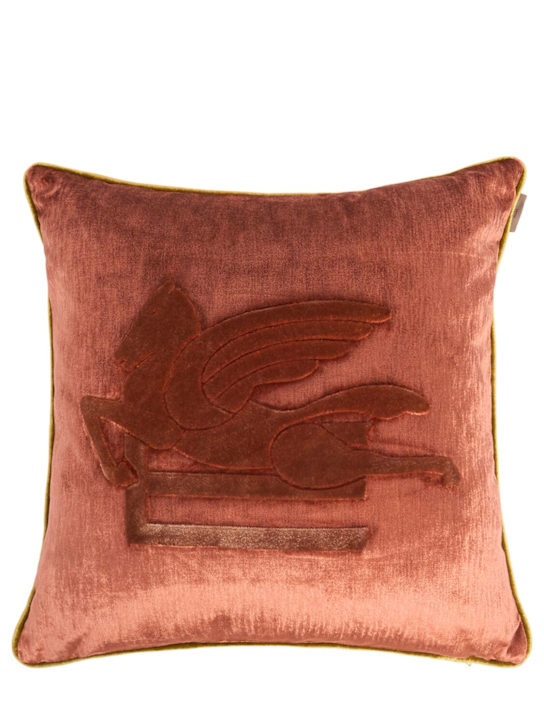 Etro: New Pegaso embroidered cushion w/cord - ecraft_0 | Luisa Via Roma