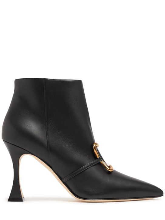 Manolo Blahnik: 90mm Appol leather ankle boots - women_0 | Luisa Via Roma