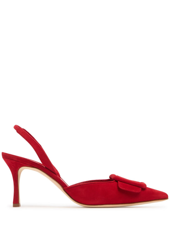 Manolo Blahnik: 70mm Maysli suede slingback pumps - women_0 | Luisa Via Roma