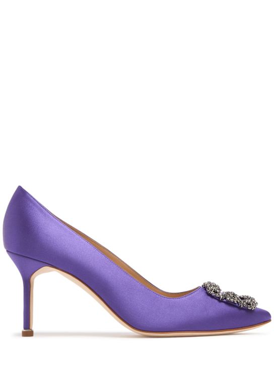 Manolo Blahnik: 70mm Hangisi satin pumps - women_0 | Luisa Via Roma