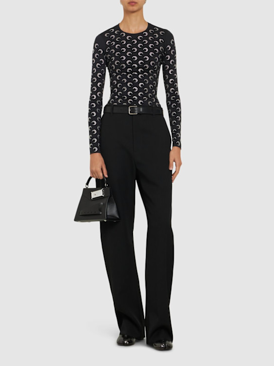 Marine Serre: Rhinestoned moon jersey second skin top - women_1 | Luisa Via Roma