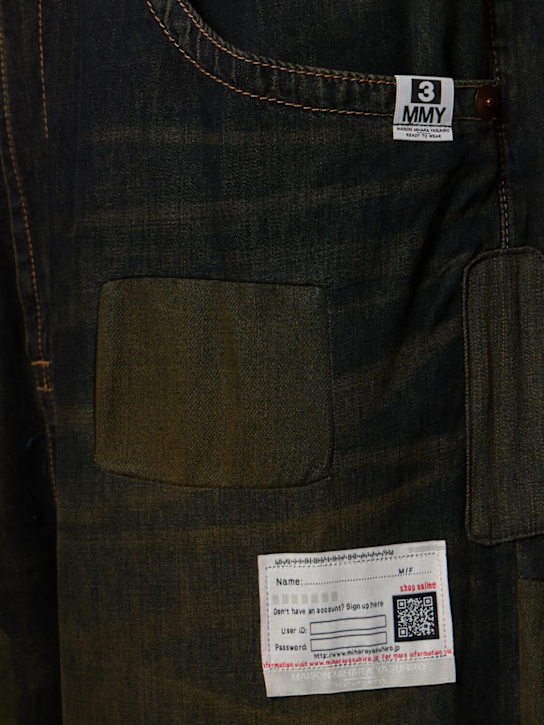 Mihara Yasuhiro: Patchwork denim wide leg jeans - Blue - men_3 | Luisa Via Roma