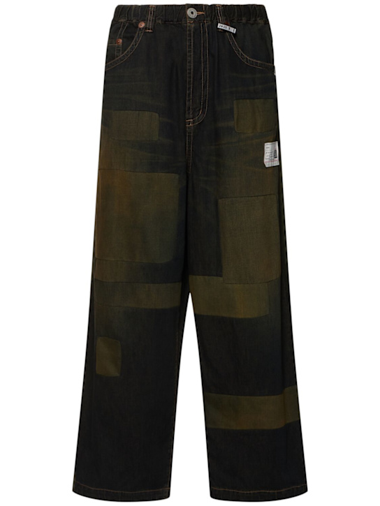 Mihara Yasuhiro: Patchwork denim wide leg jeans - Blue - men_0 | Luisa Via Roma