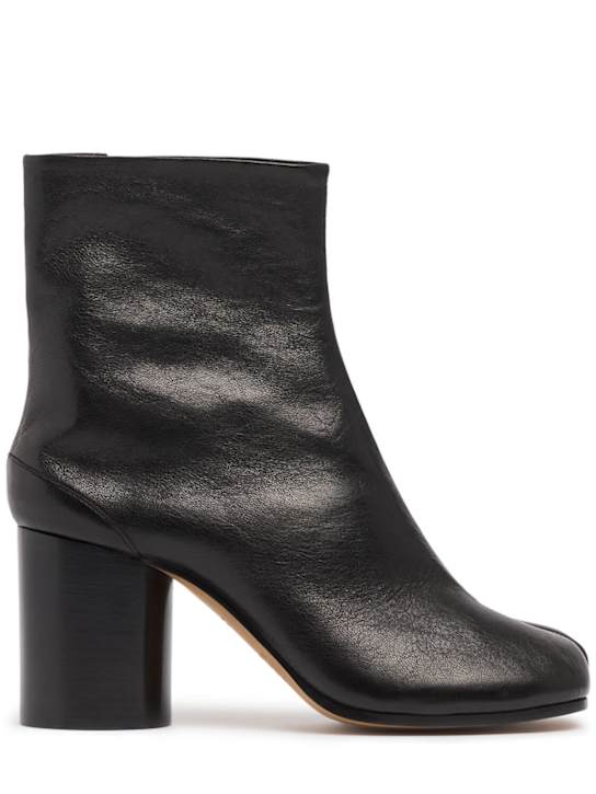 Maison Margiela: 80mm Tabi vintage leather ankle boots - Black - women_0 | Luisa Via Roma