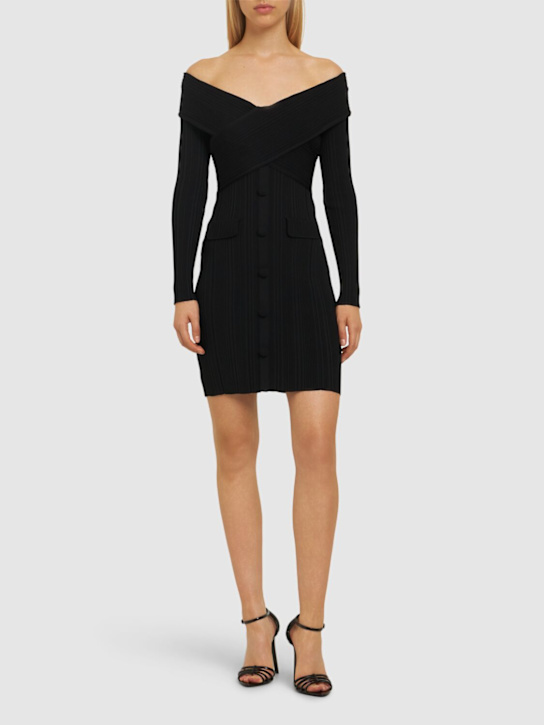 Self-portrait: Off-the-shoulder knit mini dress - women_1 | Luisa Via Roma