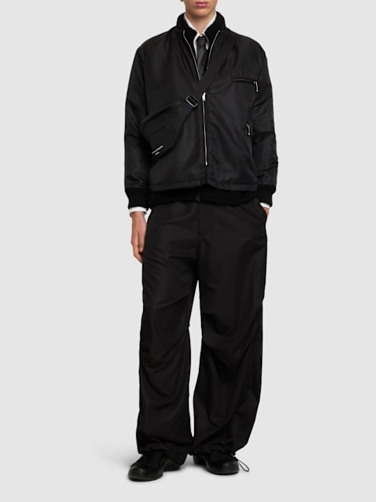 MM6 Maison Margiela: Veste zippée réversible en tissu tech rembourré - men_1 | Luisa Via Roma