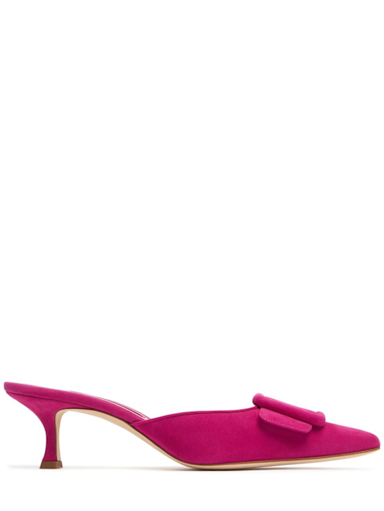 Manolo Blahnik: 50mm Maysale suede mules - women_0 | Luisa Via Roma