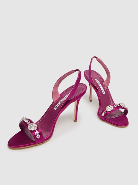 Manolo Blahnik: 90mm Lamisan satin sandals - women_2 | Luisa Via Roma