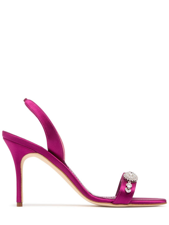 Manolo Blahnik: 90mm Lamisan satin sandals - women_0 | Luisa Via Roma