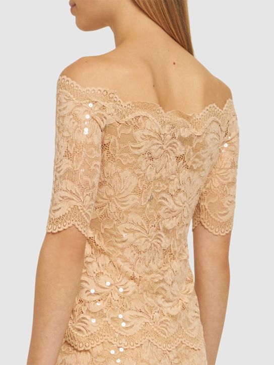 Rabanne: Sequined dentelle brodé top - Nude - women_2 | Luisa Via Roma