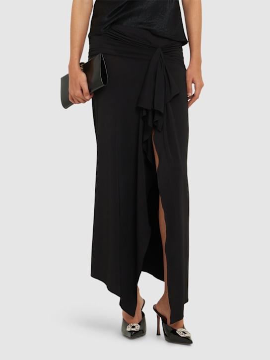 Amina Muaddi: 90mm Camelia patent leather mules - women_1 | Luisa Via Roma