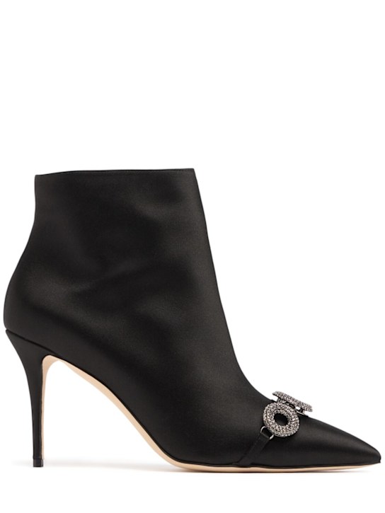 Manolo Blahnik: 90mm Balvisa satin ankle boots - Black - women_0 | Luisa Via Roma