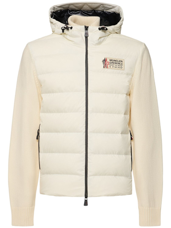 Moncler Grenoble: Wool & nylon down zip-up cardigan - men_0 | Luisa Via Roma