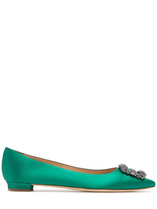 Manolo Blahnik: 10mm Hangisi satin flats - women_0 | Luisa Via Roma