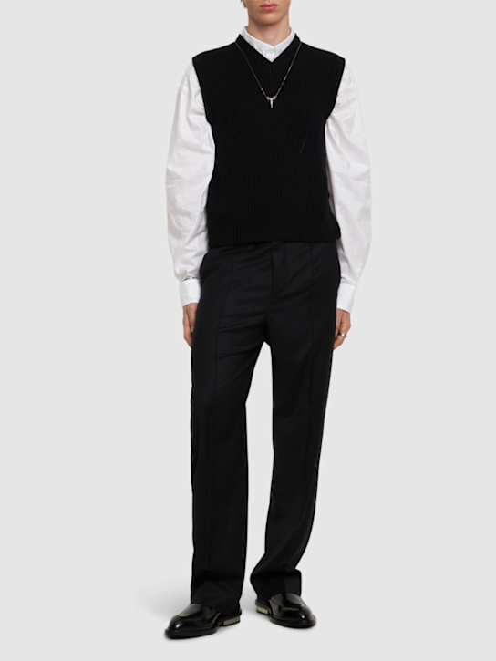 Ann Demeulemeester: Chaleco de punto de lana - men_1 | Luisa Via Roma