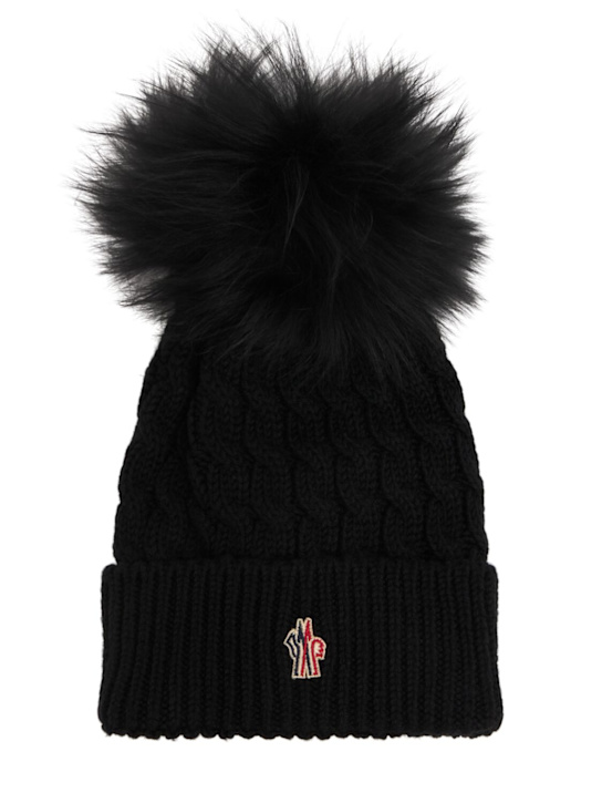 Moncler Grenoble: Virgin wool beanie w/ pompom - women_0 | Luisa Via Roma