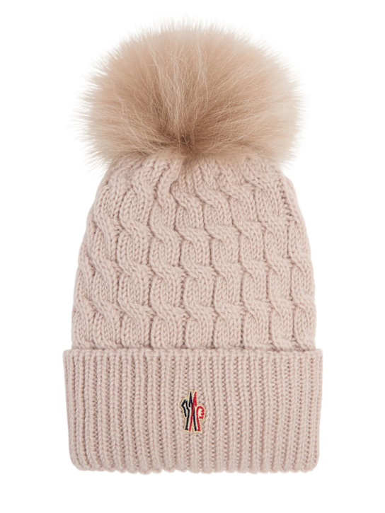 Moncler Grenoble: Virgin wool beanie w/ pompom - women_0 | Luisa Via Roma