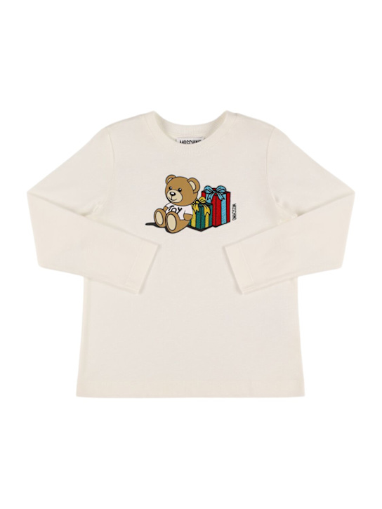 Moschino: コットンジャージー長袖Tシャツ - kids-boys_0 | Luisa Via Roma
