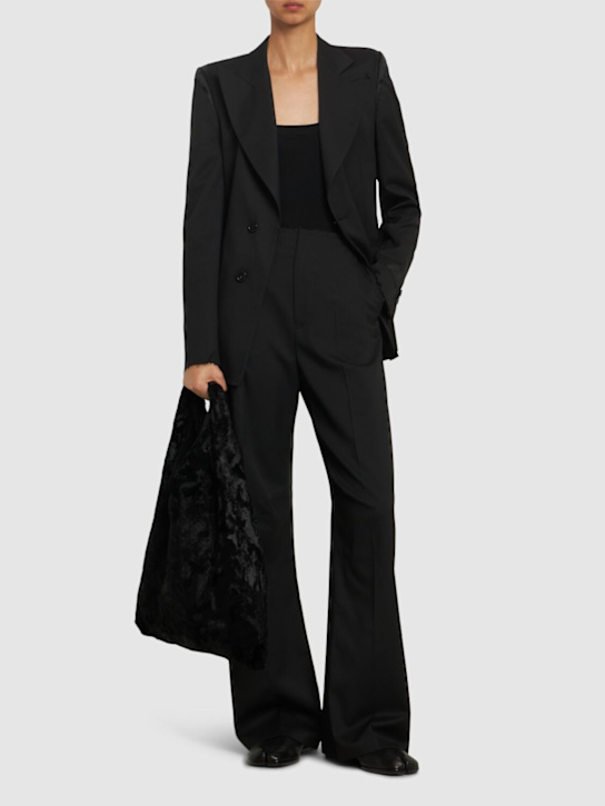 MM6 Maison Margiela: Viscose blend raw waist straight pants - women_1 | Luisa Via Roma
