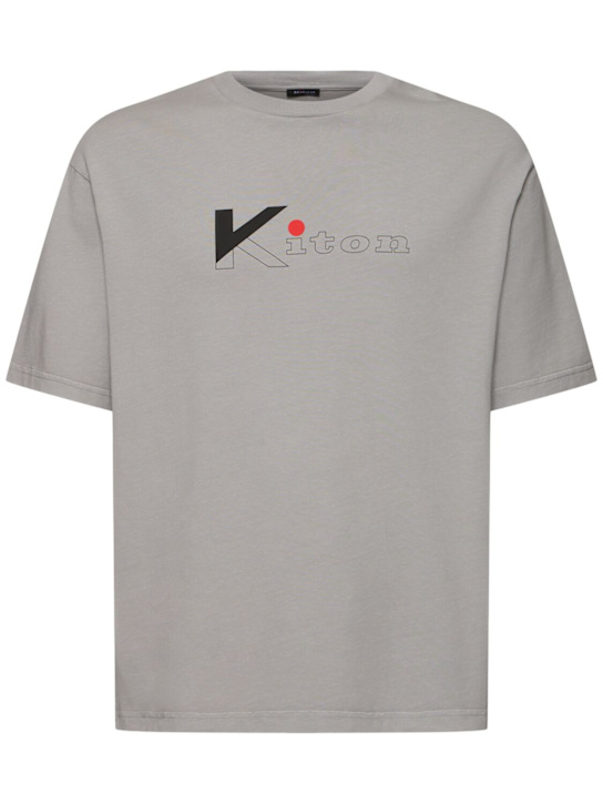 Kiton: Cotton jersey logo t-shirt - men_0 | Luisa Via Roma
