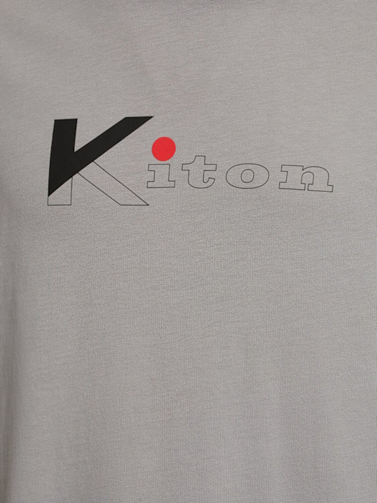 Kiton: Cotton jersey logo t-shirt - men_1 | Luisa Via Roma