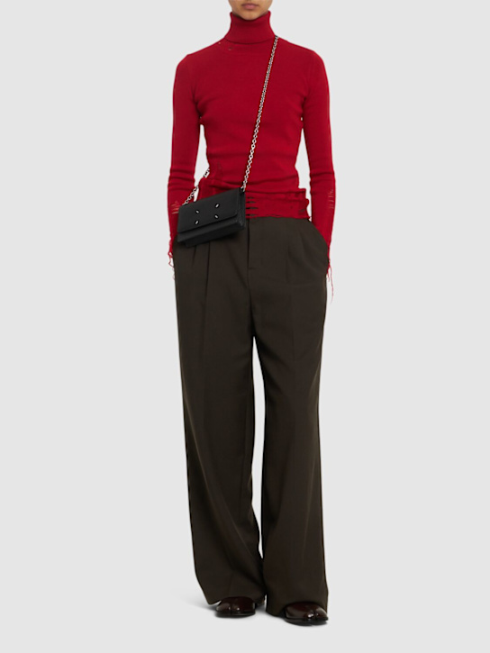 MM6 Maison Margiela: Compact distressed wool sweater - women_1 | Luisa Via Roma