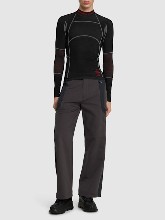 Moncler Grenoble: Performance tech long sleeve ski t-shirt - Black - men_1 | Luisa Via Roma