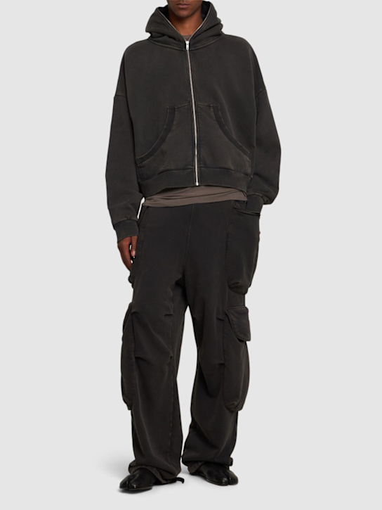 Entire Studios: Eternal zip cotton hoodie - Washed Black - men_1 | Luisa Via Roma