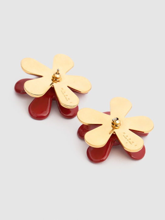 Marni: Flower stud earrings - Red - women_3 | Luisa Via Roma