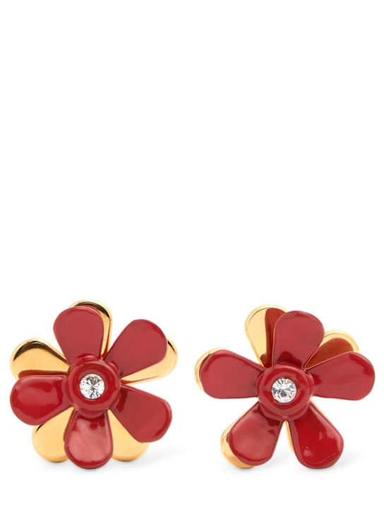 Marni: Flower stud earrings - Red - women_0 | Luisa Via Roma