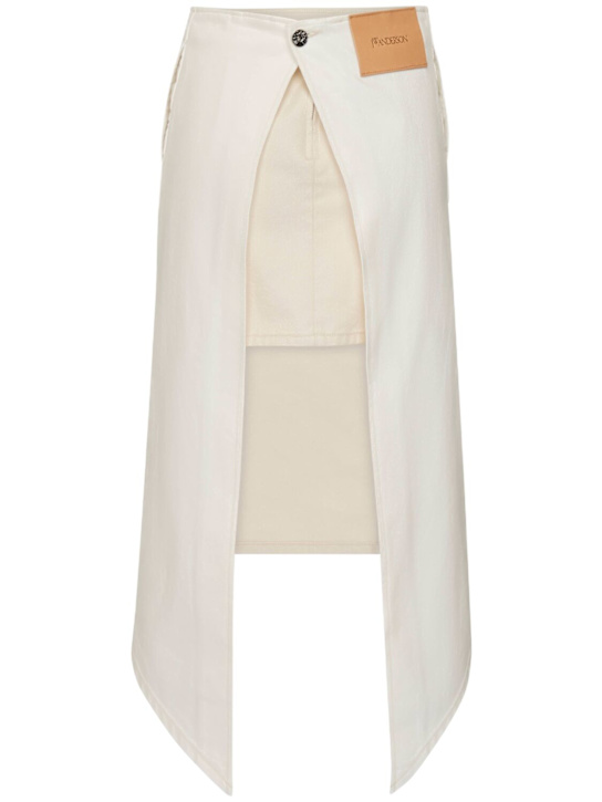 JW Anderson: Layered denim & twill midi skirt - White - women_3 | Luisa Via Roma
