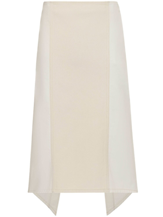 JW Anderson: Layered denim & twill midi skirt - White - women_0 | Luisa Via Roma